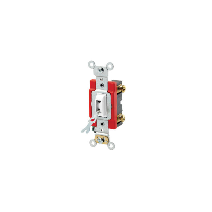 Leviton 1221-2WL - 20 Amp Locking Toggle Switch, Single-Pole, Quiet Switch, Industrial Grade