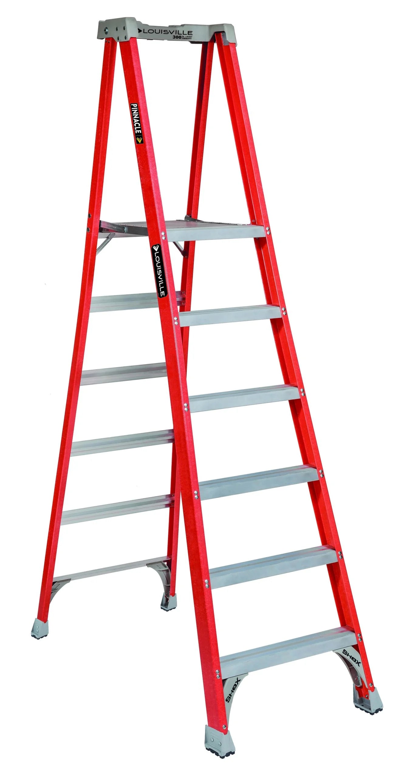 LOUISVILLE LADDER 4-FOOT FIBERGLASS PINNACLE PRO PLATFORM PLATFORM LADDER, TYPE IA, 300-POUND LOAD CAPACITY, FXP1704