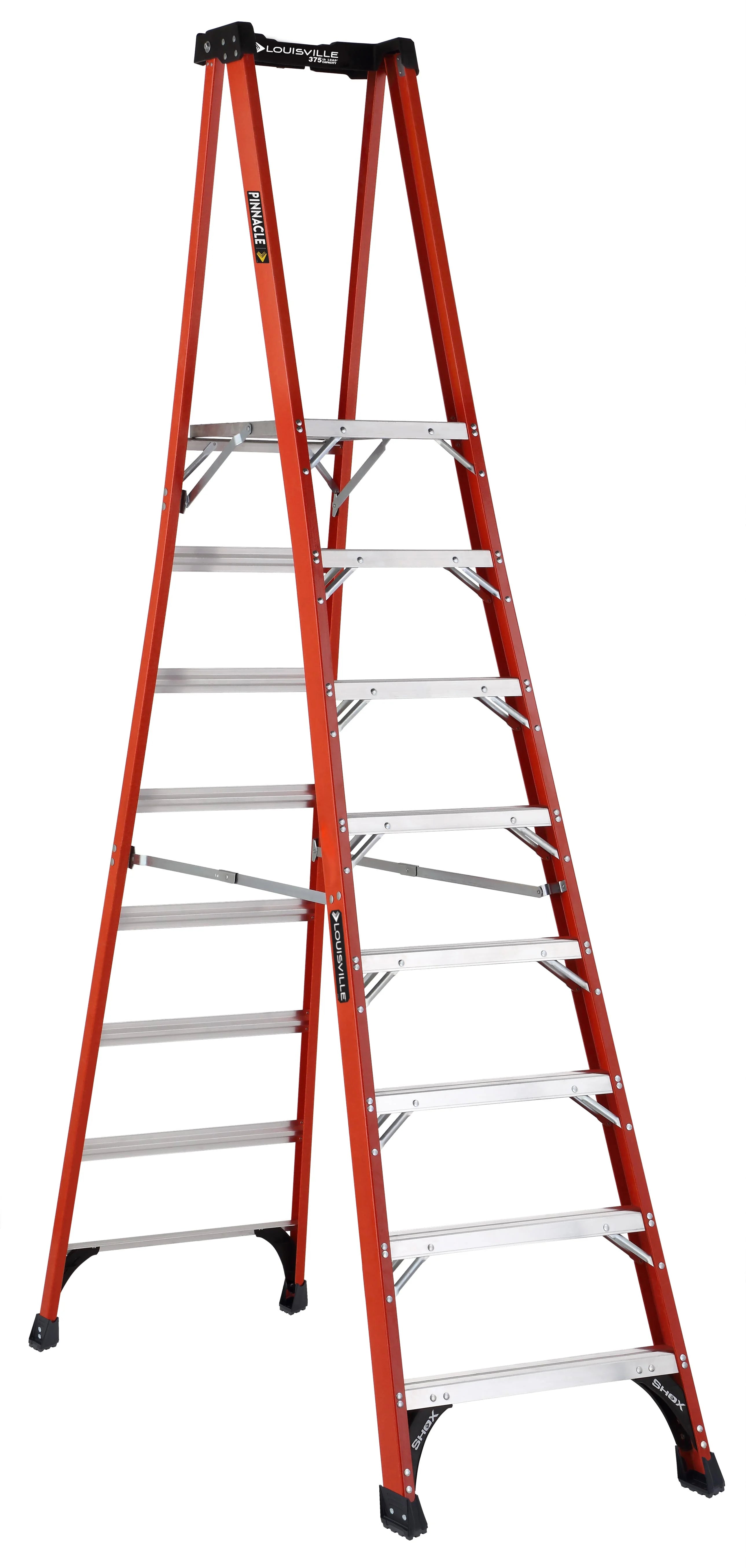 LOUISVILLE LADDER 8-FOOT FIBERGLASS PINNACLE PRO PLATFORM PLATFORM LADDER, TYPE IAA, 375-POUND LOAD CAPACITY, FXP1808HD