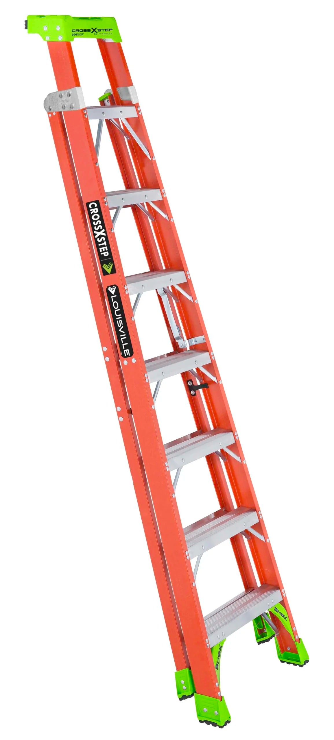 LOUISVILLE LADDER 8-FOOT FIBERGLASS CROSS STEP LADDER, TYPE IA, 300-POUND LOAD CAPACITY, FXS1508