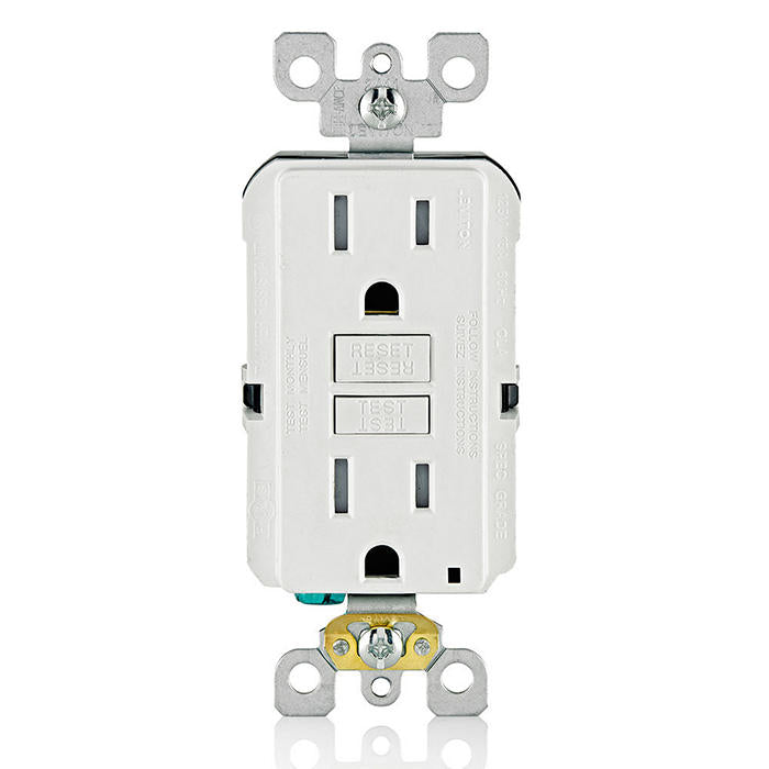 Leviton GFTR1-W - 15 Amp, Self Test, Tamper-Resistant Slim GFCI Outlet with LED Indicator Light