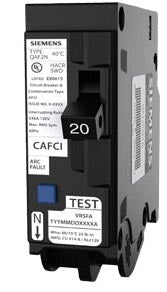 Siemens QA120AFCN (20-amp, 1-pole, 120/240V Combination Arc Fault Circuit Interrupter (CAFCI)