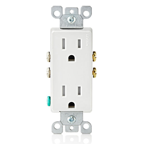 Leviton T5325-W - 15 Amp, Self Test, Tamper-Resistant Slim GFCI Outlet with LED Indicator Light