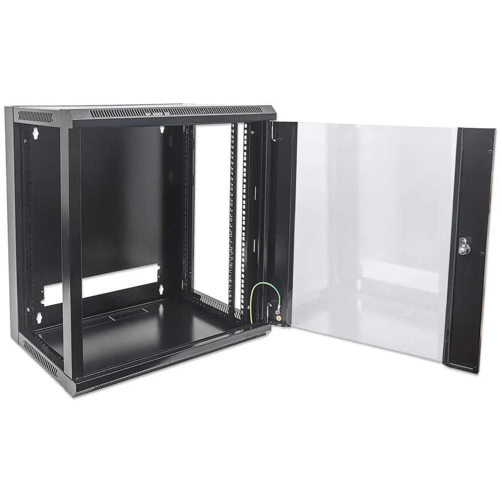 12U Wall Mount Cabinet Server Rack Enclosure - Glass Door - Flat Pack