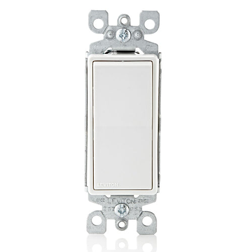 Leviton 5601-2W - 15 Amp Decora Single-Pole Switch, Grounding, White