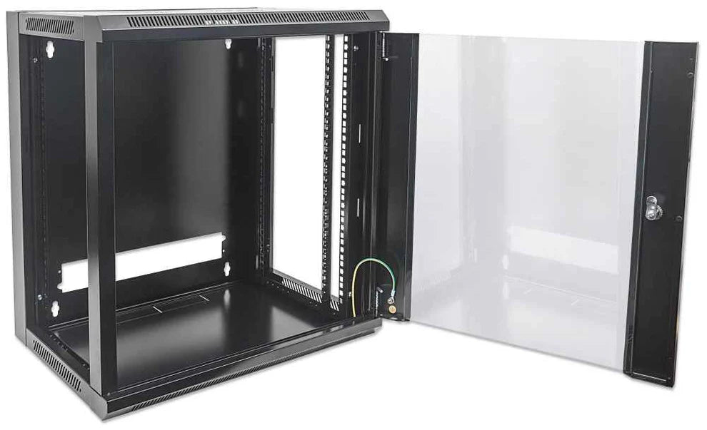 6U Wall Mount Cabinet Server Rack Enclosure - Glass Door - Flat Pack