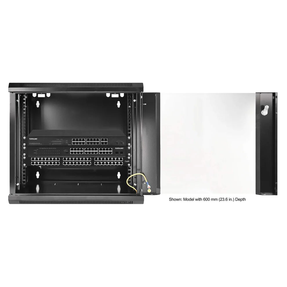 9U Wall Mount Cabinet Server Rack Enclosure - Glass Door - Flat Pack