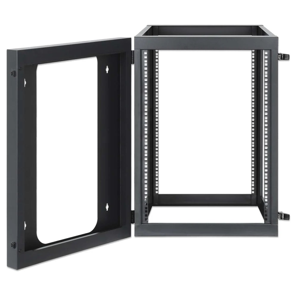 Wall Mount Open Frame Network Rack, 15U, Rear-hinged Swing Frame