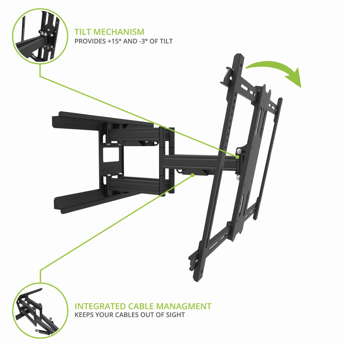 Kanto PDX650SG Stainless Steel Full Motion Dual Stud Outdoor TV Mount for 37” – 75” TVs