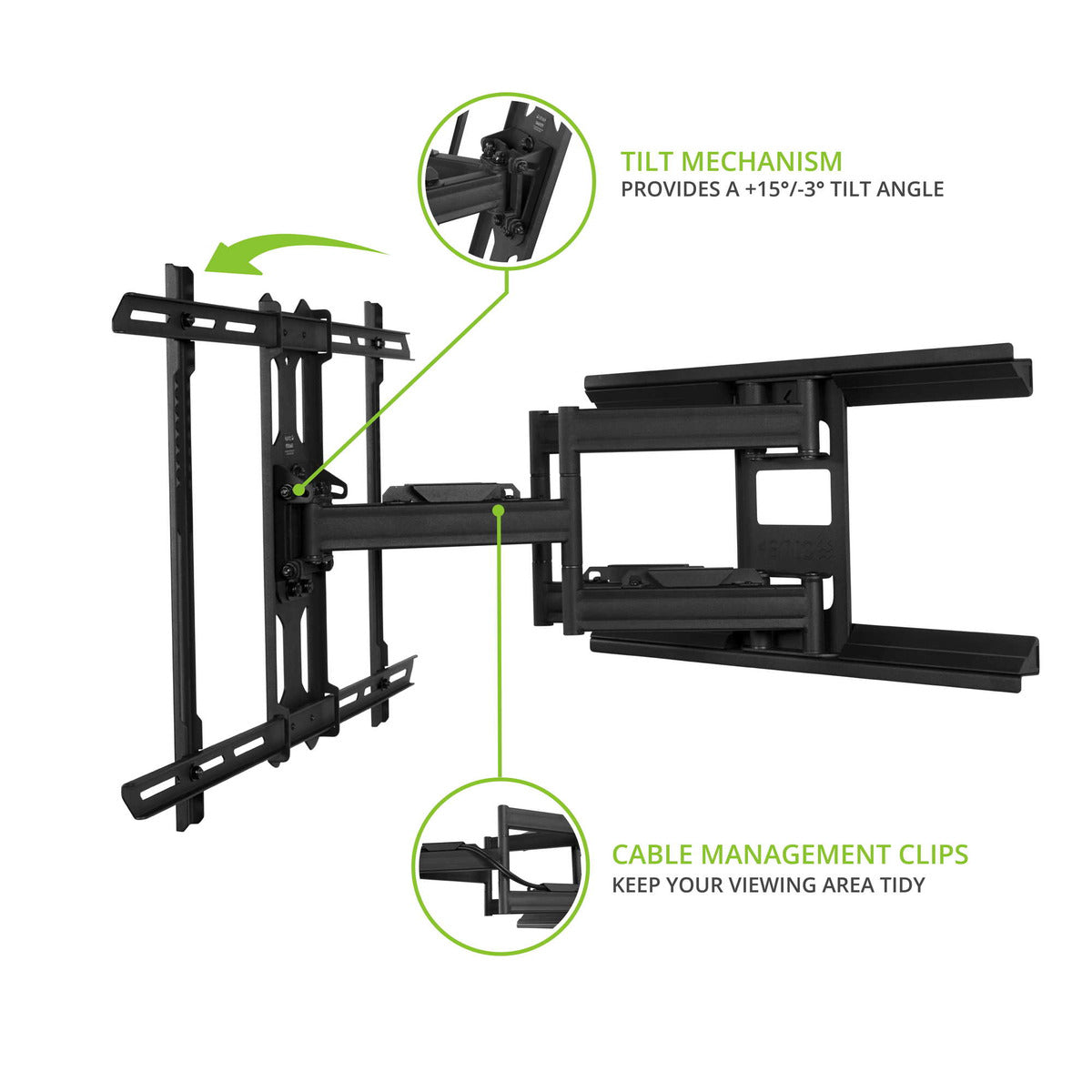 Kanto PDX650 Full Motion TV Wall Mount for 40" - 90" TVs, Black