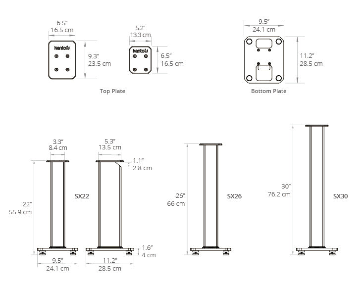 Kanto SX26 26" Fillable Speaker Stands with Isolation Feet and Fillable Channel - Pair