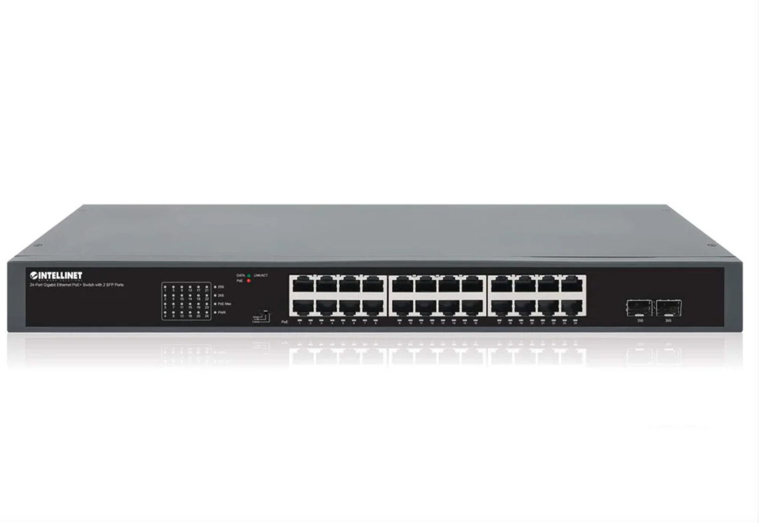 24-Port Gigabit Ethernet PoE+ Switch with 2 SFP Ports (IPS-24G02-370WB)